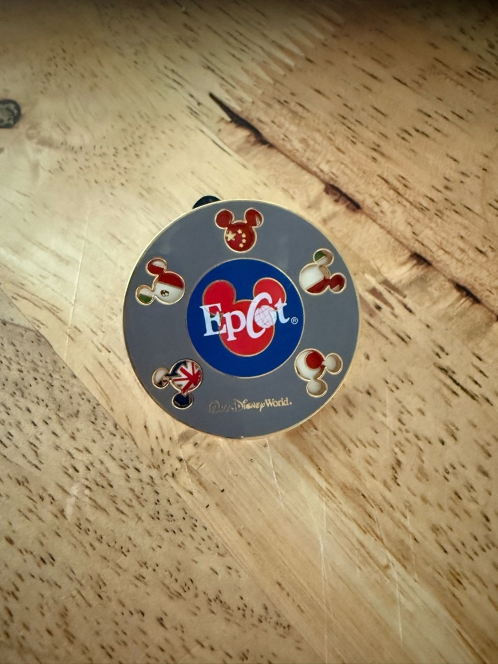 Disney Epcot Enamel Pin - Gray, Blue & Red with Gold Trim